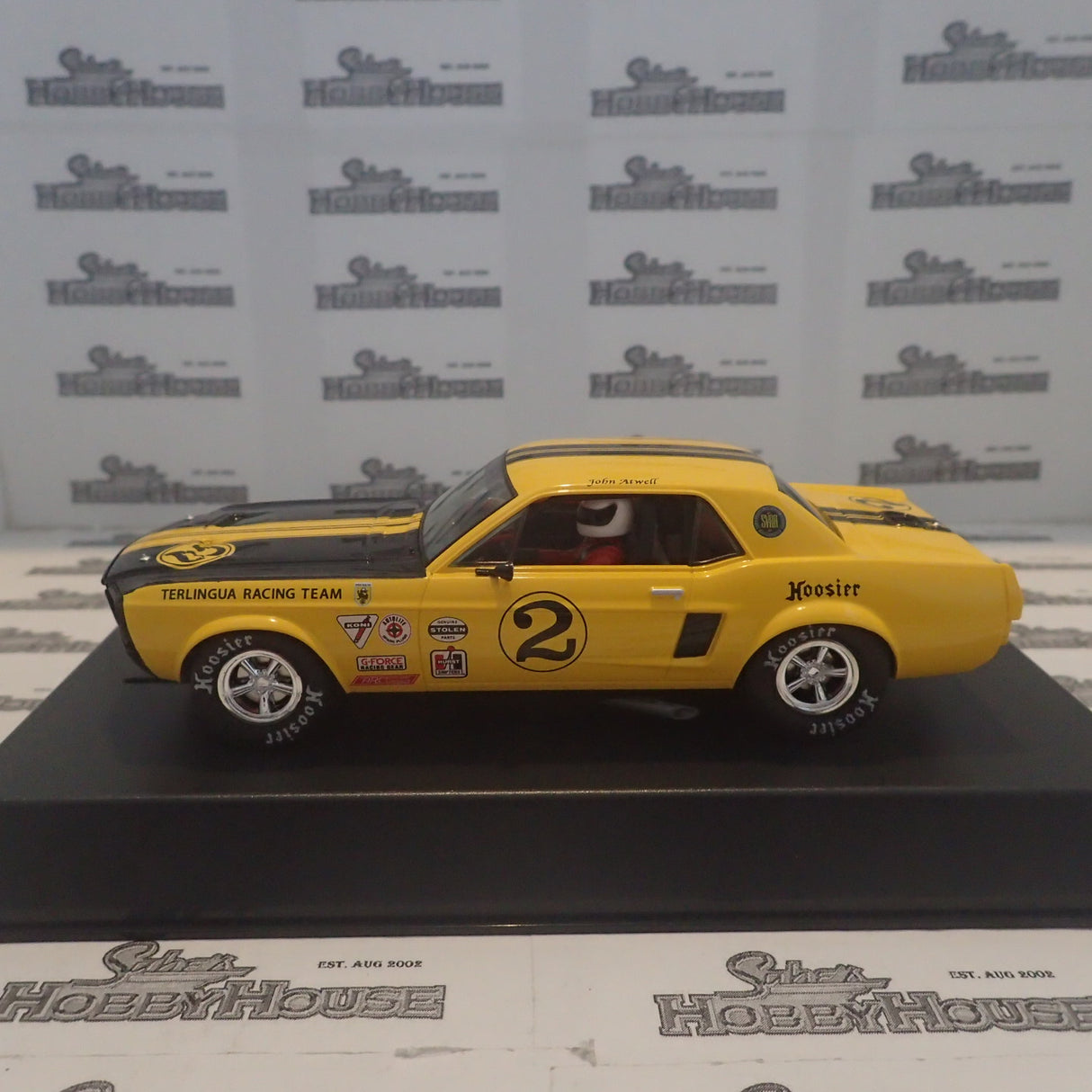 PIONEER SLOT CARS - P069 Mustang Notchback T/A yellow #2 'John Atwell'