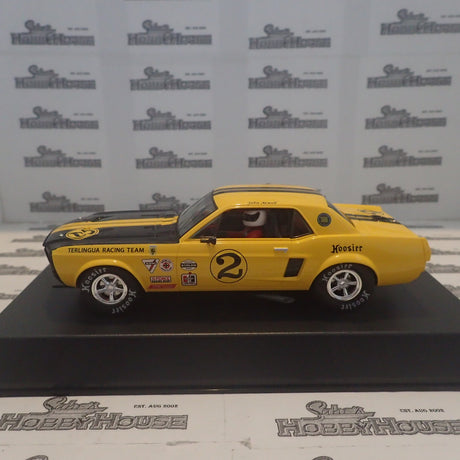 PIONEER SLOT CARS - P069 Mustang Notchback T/A yellow #2 'John Atwell'