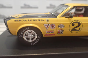 PIONEER SLOT CARS - P069 Mustang Notchback T/A yellow #2 'John Atwell'