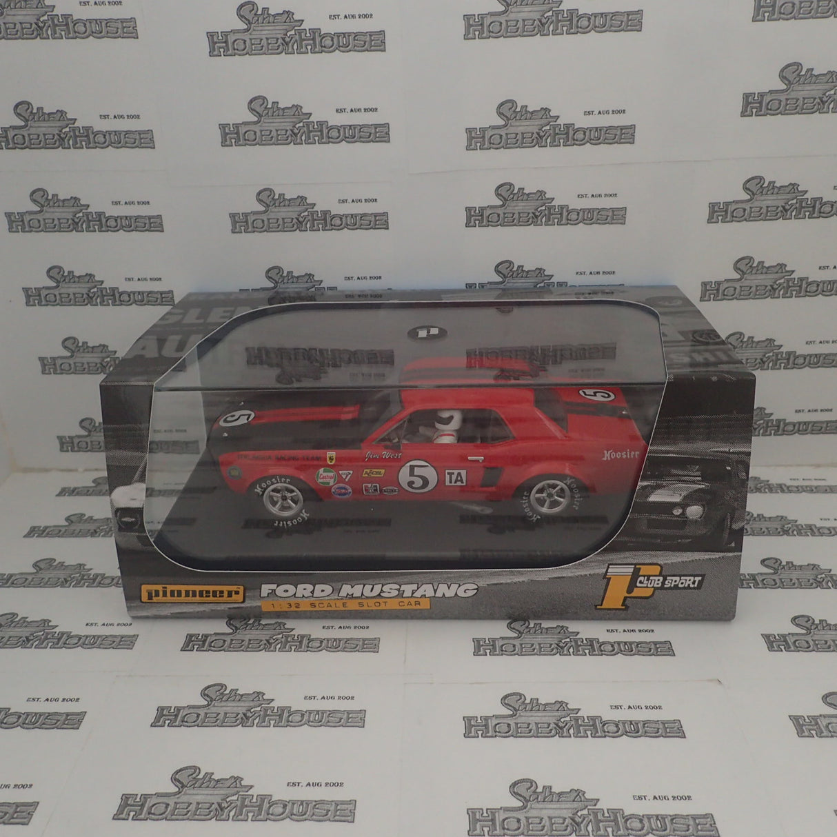 PIONEER SLOT CARS - P112 Mustang T/A red #5 'Jim West'