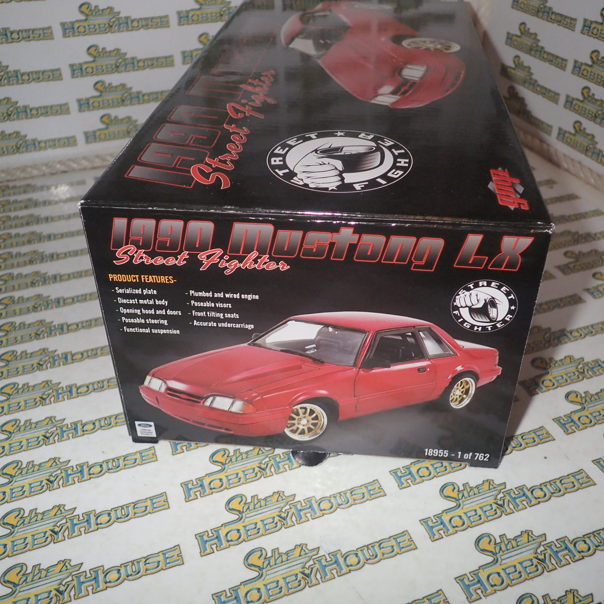 GMP 18955 1/18 Scale - 1990 FORD MUSTANG LX STREET FIGHTER Metallic Red