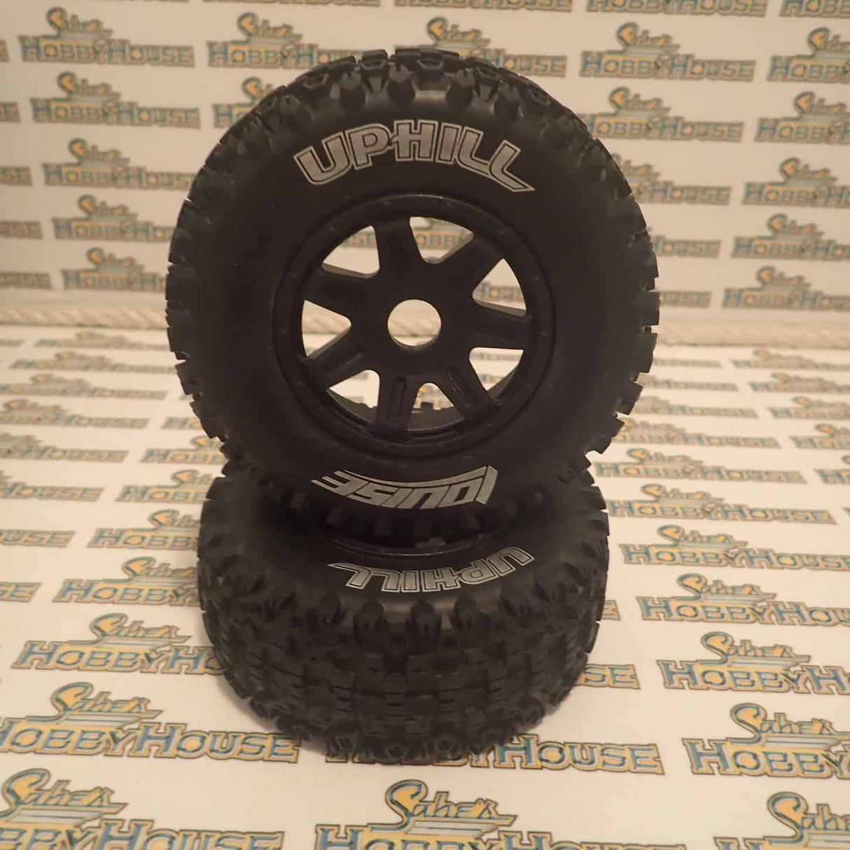 Louise L-T3223SBM 2.2/3.0" Short Course -Uphill Tyres on Black Spoke Rims - Glued Wheels 2Pcs