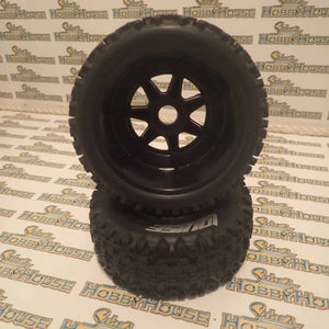 Louise L-T3223SBM 2.2/3.0" Short Course -Uphill Tyres on Black Spoke Rims - Glued Wheels 2Pcs