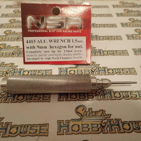 NSR Wrench - Aluminium wrench - Hard steel - Replaceable steel tip Silver 1.5mm with 9mm hexagon for nut