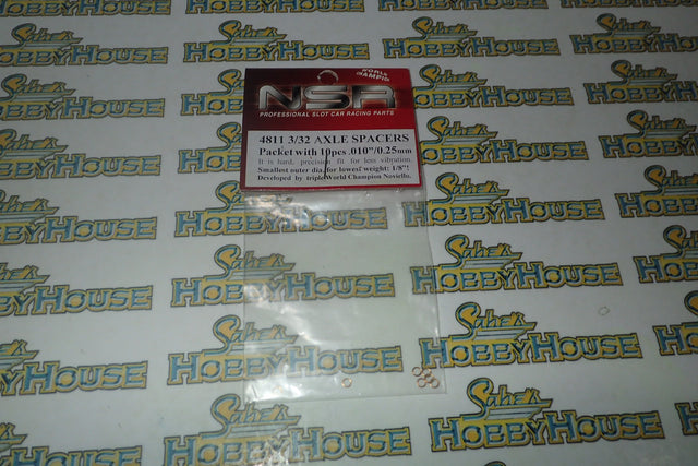 NSR 4811 Axle Spacers - BRASS AXLE SPACERS - 3/32″ - 0.010″ / 0.25mm 10Pcs