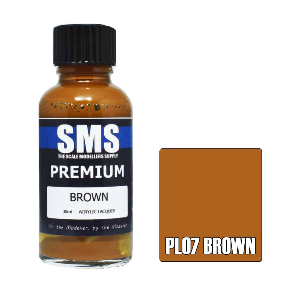 The Scale Modellers Supply - PL07 Premium Brown Acrylic Lacquer 30ml Bottle 