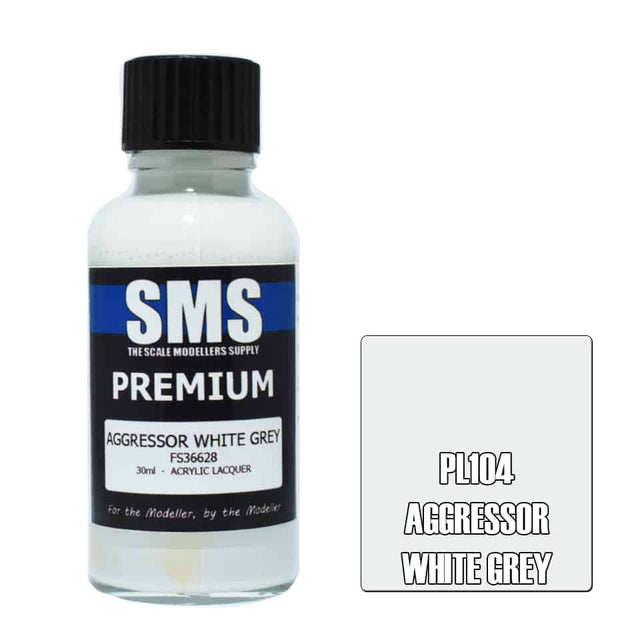 The Scale Modellers Supply - PL104 Premium AGGRESSOR WHITE GREY Acrylic Lacquer 30ml Bottle