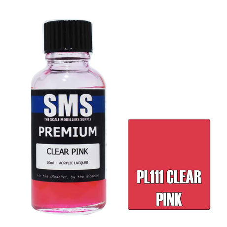 The Scale Modellers Supply - PL111 Premium Clear Pink Acrylic Lacquer 30ml Bottle