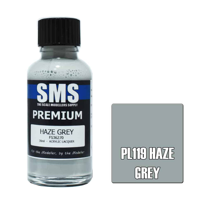 The Scale Modellers Supply - PL119 Premium HAZE GREY Acrylic Lacquer 30ml Bottle