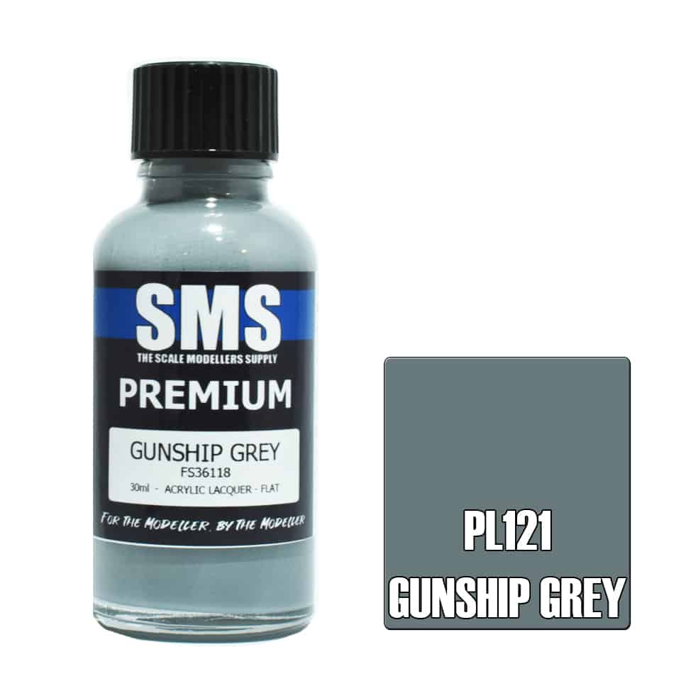 The Scale Modellers Supply - PL121 Premium GUNSHIP GREY Acrylic Lacquer 30ml Bottle