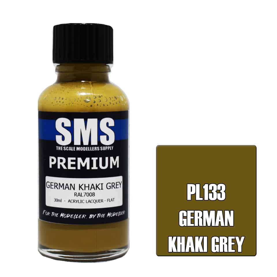 The Scale Modellers Supply - PL133 Premium GERMAN KHAKI GREY Acrylic Lacquer 30ml Bottle