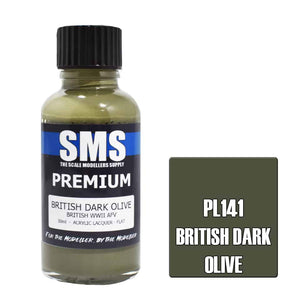 The Scale Modellers Supply - PL141 Premium BRITISH DARK OLIVE Acrylic Lacquer 30ml Bottle