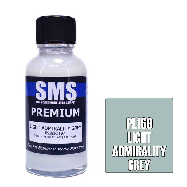 The Scale Modellers Supply - PL169 Premium LIGHT ADMIRALITY GREY Acrylic Lacquer 30ml Bottle