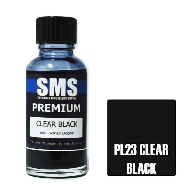 The Scale Modellers Supply - PL23 Premium Clear Black Acrylic Lacquer 30ml Bottle PL23
