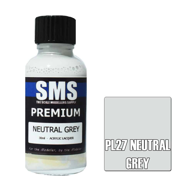 The Scale Modellers Supply - PL27 Premium NEUTRAL GREY Acrylic Lacquer 30ml Bottle