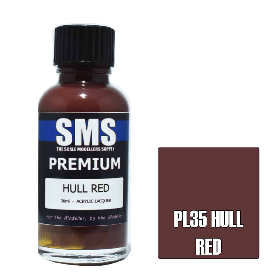 The Scale Modellers Supply - PL35 Premium HULL RED Acrylic Lacquer 30ml Bottle