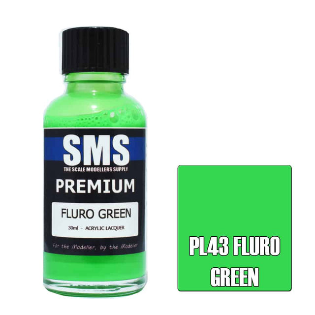 The Scale Modellers Supply - PL43 Premium FLURO GREEN Acrylic Lacquer 30ml Bottle