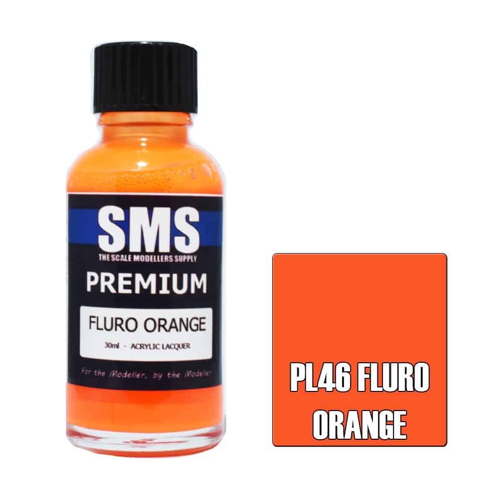The Scale Modellers Supply - PL46 Premium FLURO ORANGE Acrylic Lacquer 30ml Bottle