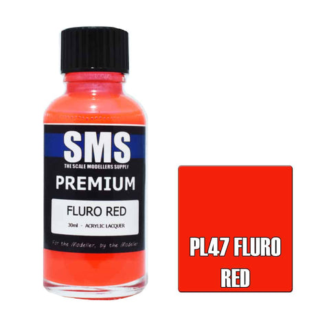 The Scale Modellers Supply - PL47 Premium FLURO RED Acrylic Lacquer 30ml Bottle