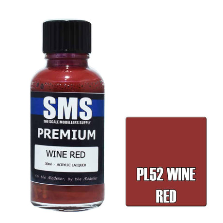 The Scale Modellers Supply - PL52 Premium WINE RED Acrylic Lacquer 30ml Bottle