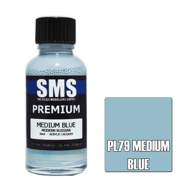 The Scale Modellers Supply - PL79 Premium MEDIUM BLUE Acrylic Lacquer 30ml Bottle