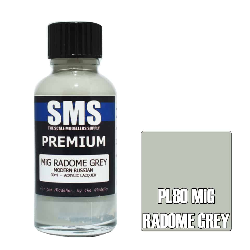 The Scale Modellers Supply - PL80 Premium MIG RADOME GREY Acrylic Lacquer 30ml Bottle