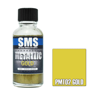 The Scale Modellers Supply - PMT02 Metallic Gold Acrylic Lacquer 30ml Bottle