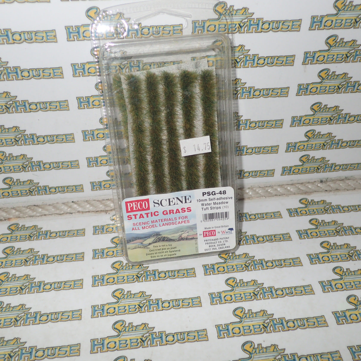 Peco Scene PSG-48 - 10mm Self-Adhesive Water Meadow Tuft Strips Pack of 10