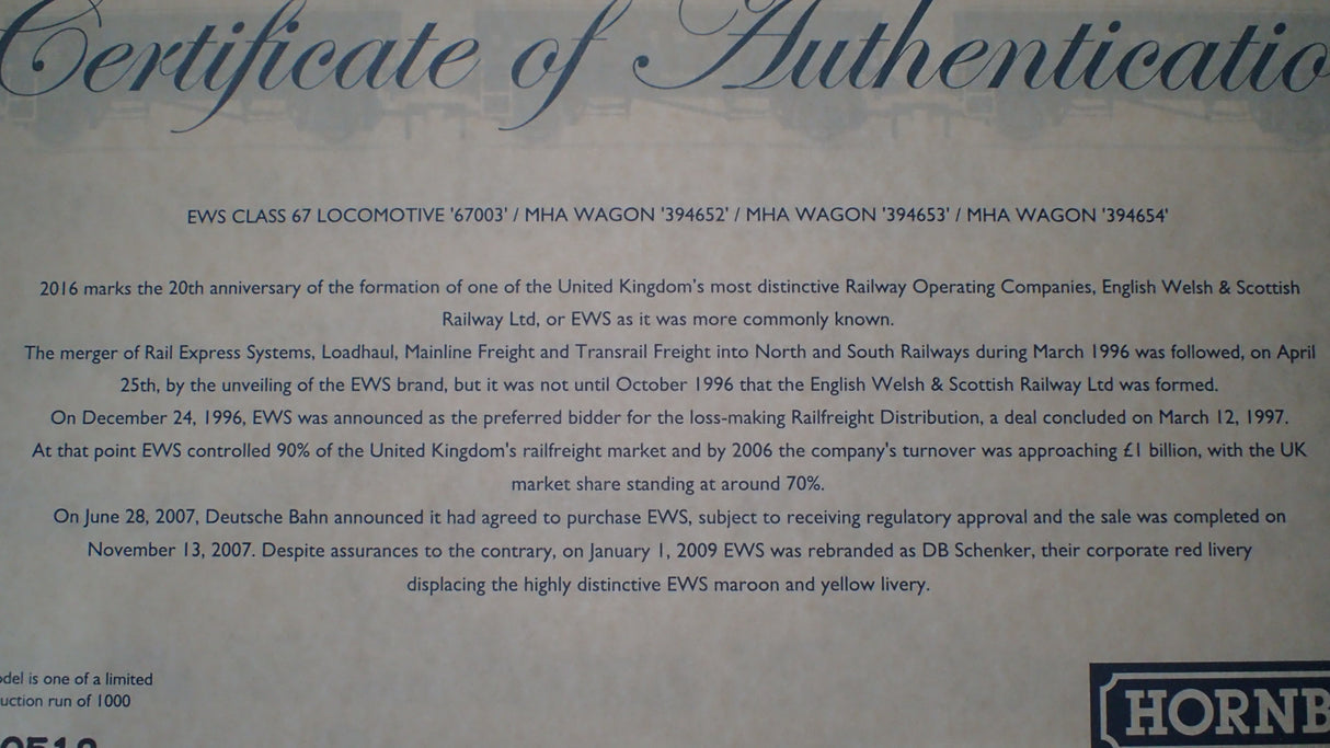 Hornby R3399 - OO EWS Freight Train Pack Ltd Edition of 1000 DCC READY