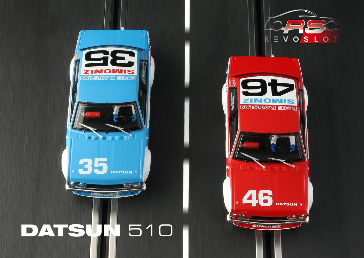 Revo Slot RS0202 – 1/32 Scale DATSUN 510 TWIN SET #35 & #46 SCCA TRANSAM 1972 Mike Downs & John Morton