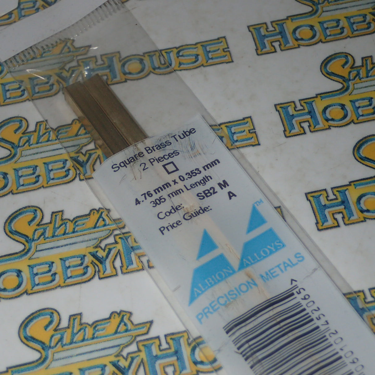 Albion Alloys SB2 M - Precision Metals Square Brass Tube (4.76mm X 0.353mm) 305mm Long