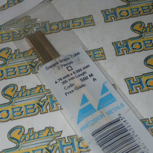 Albion Alloys SB2 M - Precision Metals Square Brass Tube (4.76mm X 0.353mm) 305mm Long