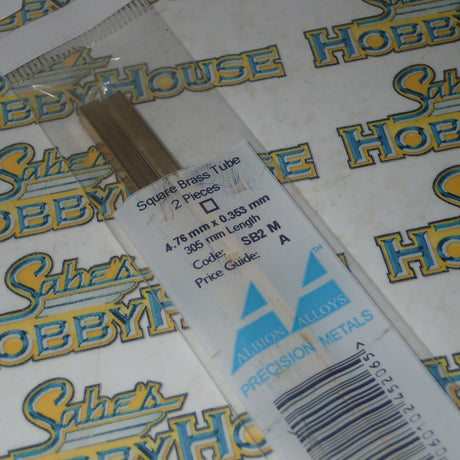 Albion Alloys SB2 M - Precision Metals Square Brass Tube (4.76mm X 0.353mm) 305mm Long