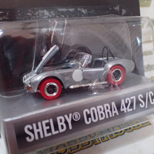 Shelby Collectibles SC-705-M - 1/64 1965 Shelby Cobra 427 S/C - Raw Metal w/ Red Tires