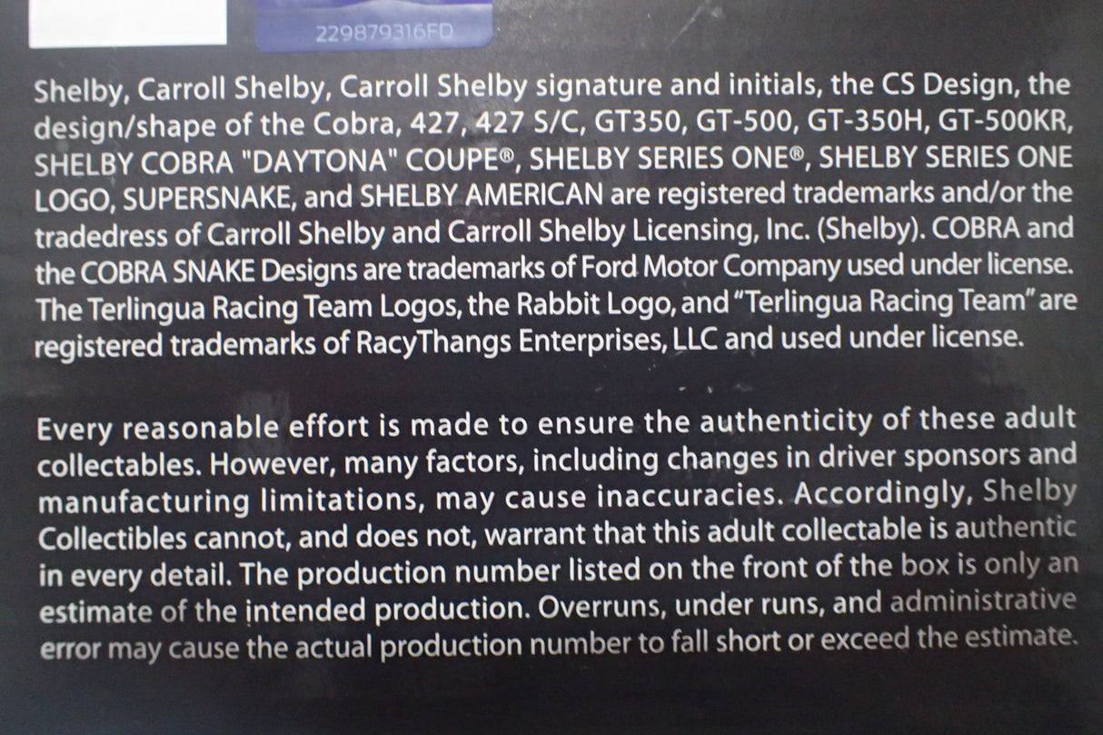 Shelby Collectibles SC18006 - 1/18 2007 Ford Mustang Shelby GT500 - Windveil Blue scale replica