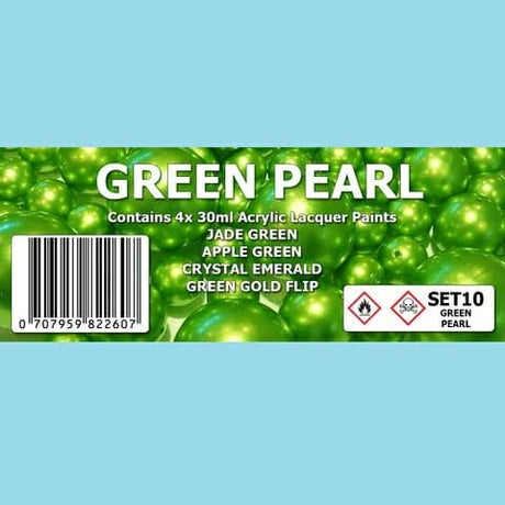 The Scale Modellers Supply - GREEN PEARL COLOUR SET Acrylic Lacquer 4x 30ml Bottles Set #SET10