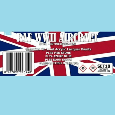 The Scale Modellers Supply - RAF WWII DESERT SCHEME #1 COLOUR SET Acrylic Lacquer 4x 30ml Bottles Set #SET18