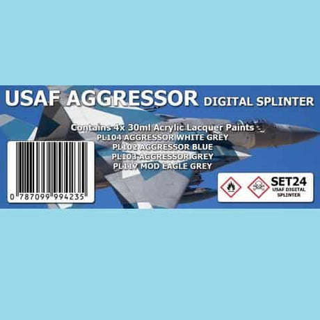 The Scale Modellers Supply - USAF AGGRESSOR : DIGITAL SPLINTER COLOUR SET Acrylic Lacquer 4x 30ml Bottles Set #SET24