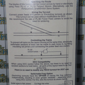 PECO Streamline HO/00 - Universal Code 100 Nickel Silver Rail Electrofrog - Large Radius Right Hand