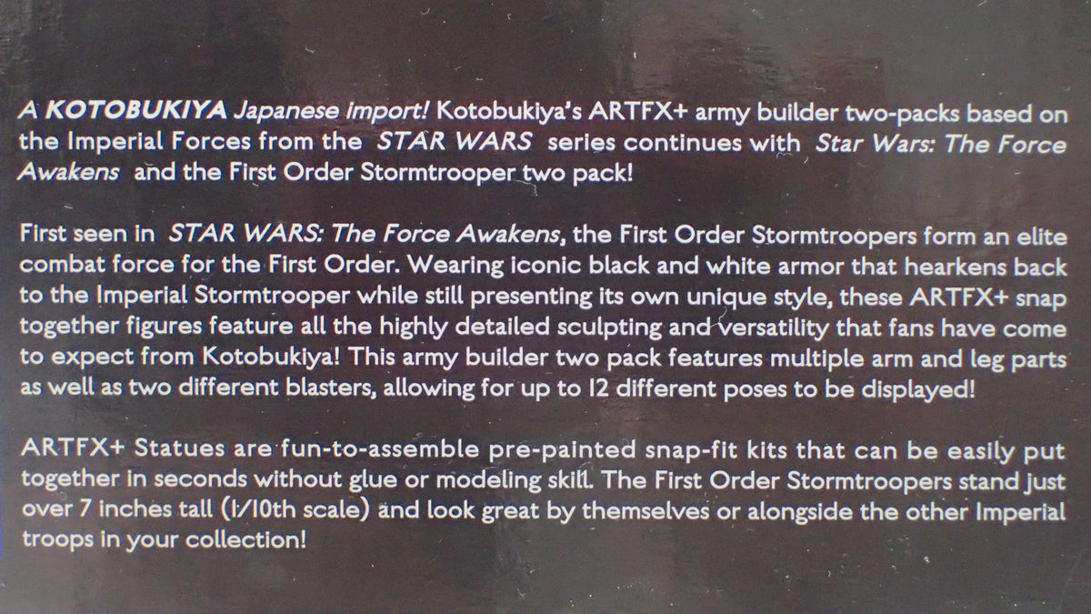 Kotobukiya SW107/8500 1/10 Scale STAR WARS FIRST ORDER STORMTROOPER Snap Fit TWO PACK