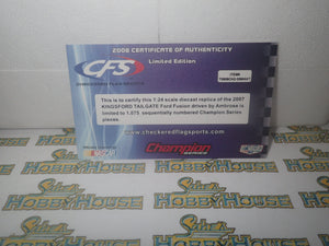 CFS Checkered Flag Sports - 1/24 Scale - Champion Series - 2008 Ambrose #59 “Kingsford Tailgate” Ford Fusion Diecast Model Replica