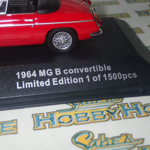 Triple 9 Collection T9P100001 - 1/43 Scale Premium Series Red 1964 MG B Convertible Diecast Model Replica