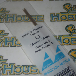 Albion Alloys UC 3 - Precision Metals Brass "U" Channel (1mm X 2.5mm) 300mm Long