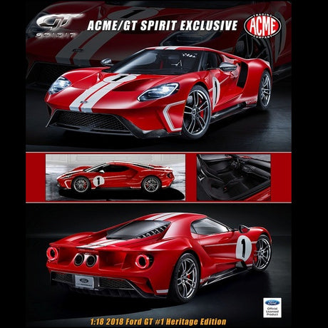 GT Spirit - 1/18 Scale - US008 2018 Ford GT Red Heritage Edition #1 Scale Model Replica