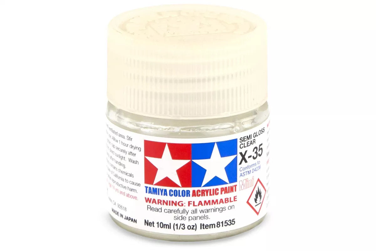 Tamiya - X-35 Semi Gloss Clear Acrylic 10ml Paint Pot