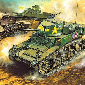 Academy - 1/35 Scale 13269 US M3A1 STUART LIGHT TANK Plastic Model Kit