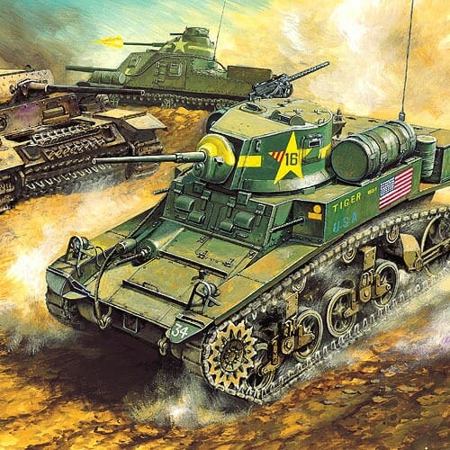 Academy - 1/35 Scale 13269 US M3A1 STUART LIGHT TANK Plastic Model Kit