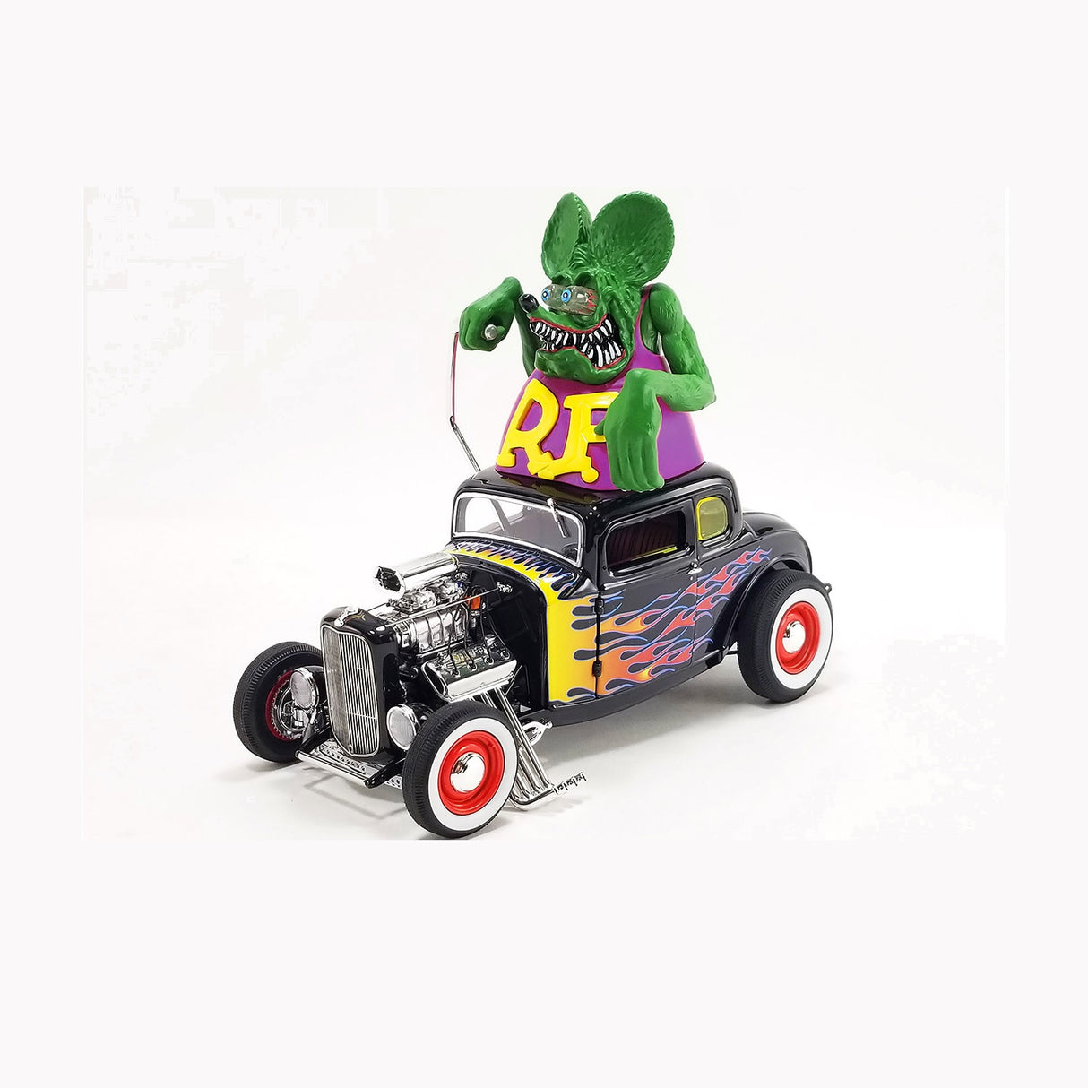 ACME A1805022 - 1/18 Scale 1932 Ford Blown 5 Window w/ Rat Fink figure Diecast Scale Model Replica