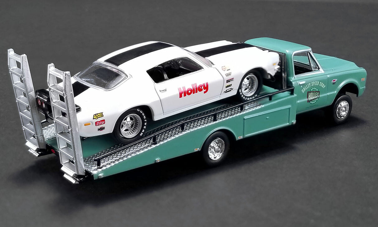 ACME EXCLUSIVE - 1/64 GL-51247 HOLLEY PERFORMANCE - 1967 CHEVROLET RAMP TRUCK WITH 1971 CHEVROLET CAMARO
