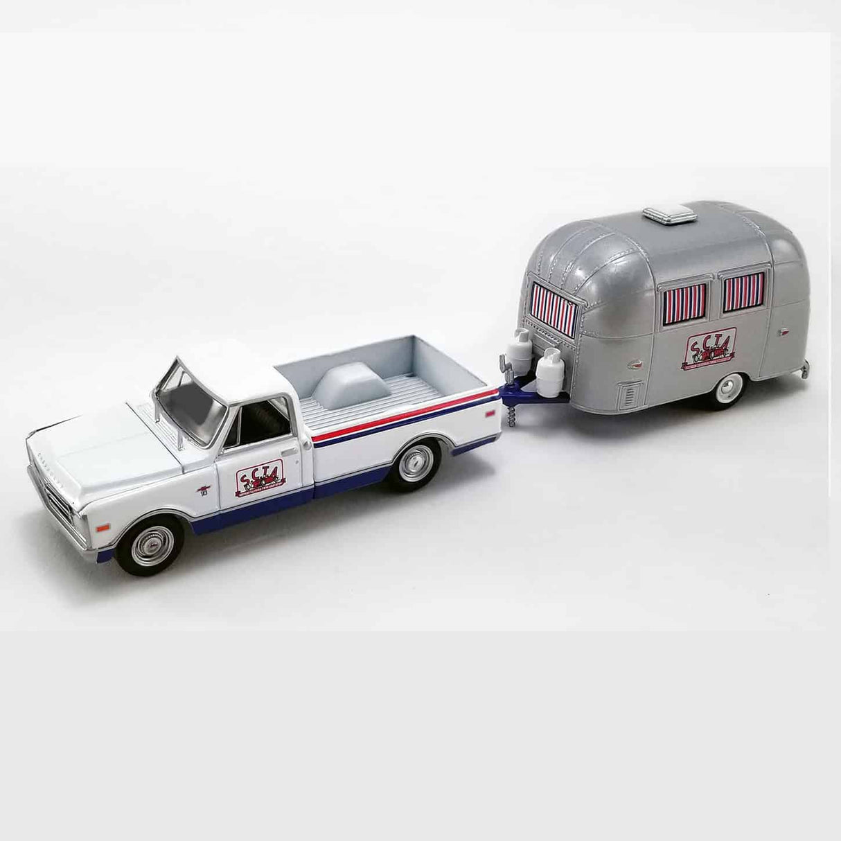 ACME EXCLUSIVE - 1/64 Scale - GL-51339 SCTA 1968 CHEVROLET C-10 WITH AIRSTREAM 16' BAMBI SPORT DIECAST SCALE MODEL REPLICA